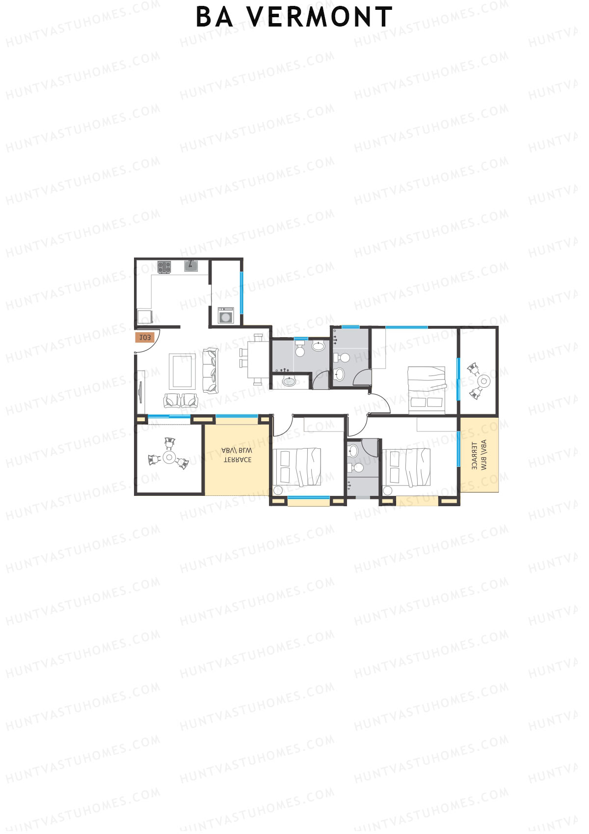 BA Vermont Tower C Unit 2 Floor Plan