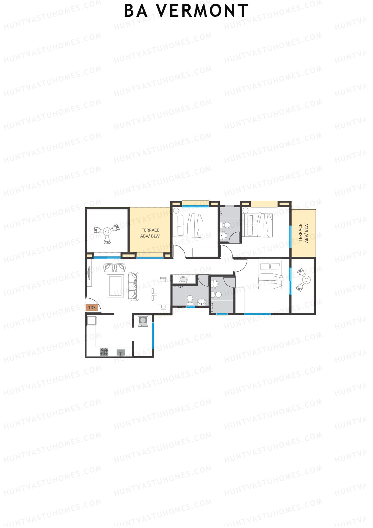 BA Vermont Tower C Unit 3 Floor Plan