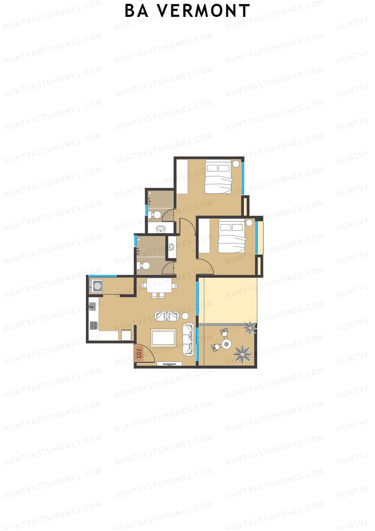 BA Vermont Tower D Unit 3 Floor Plan