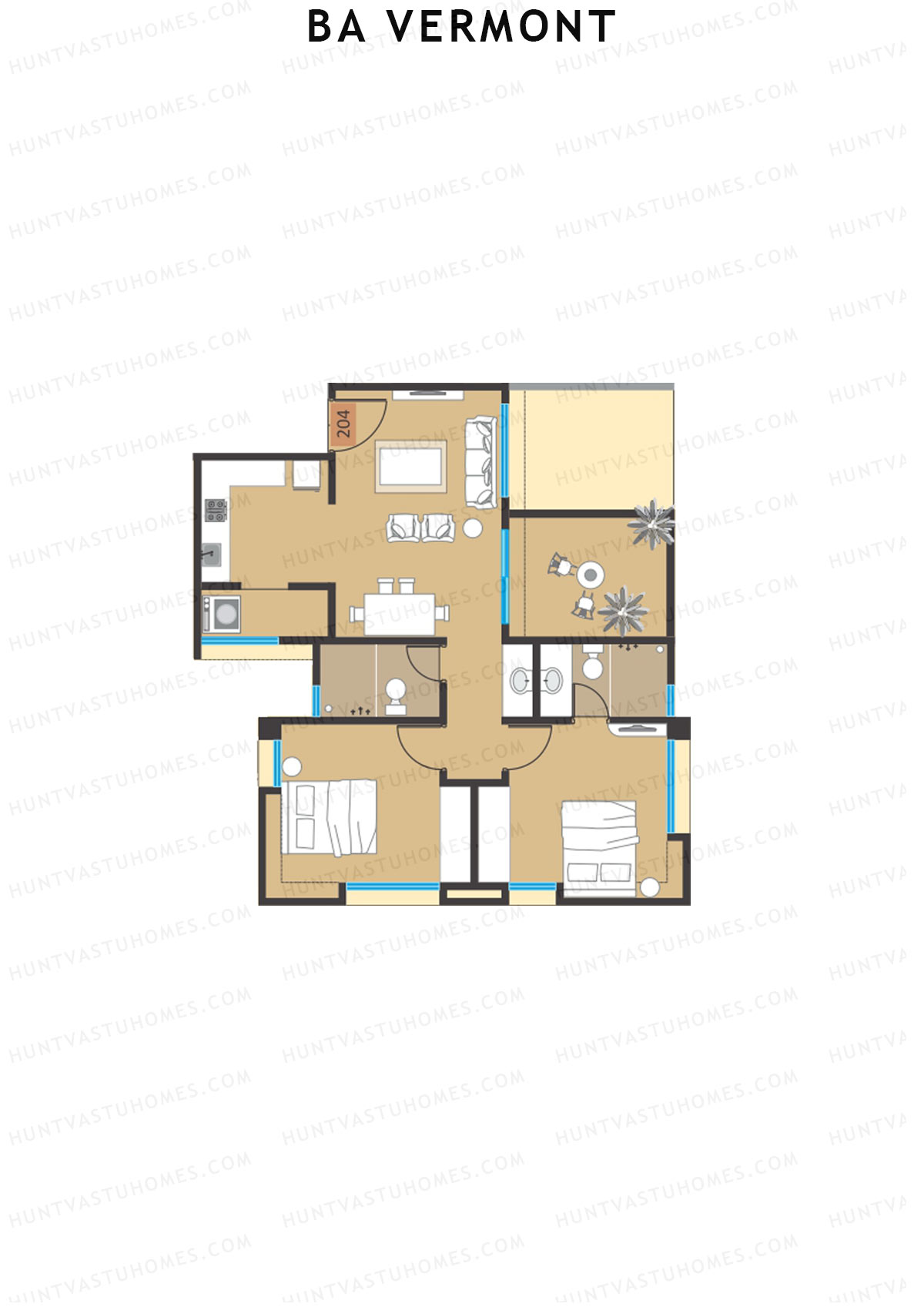 BA Vermont Tower D Unit 4 Floor Plan