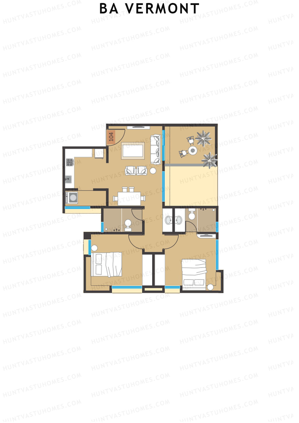 BA Vermont Tower D Unit 4 Floor Plan