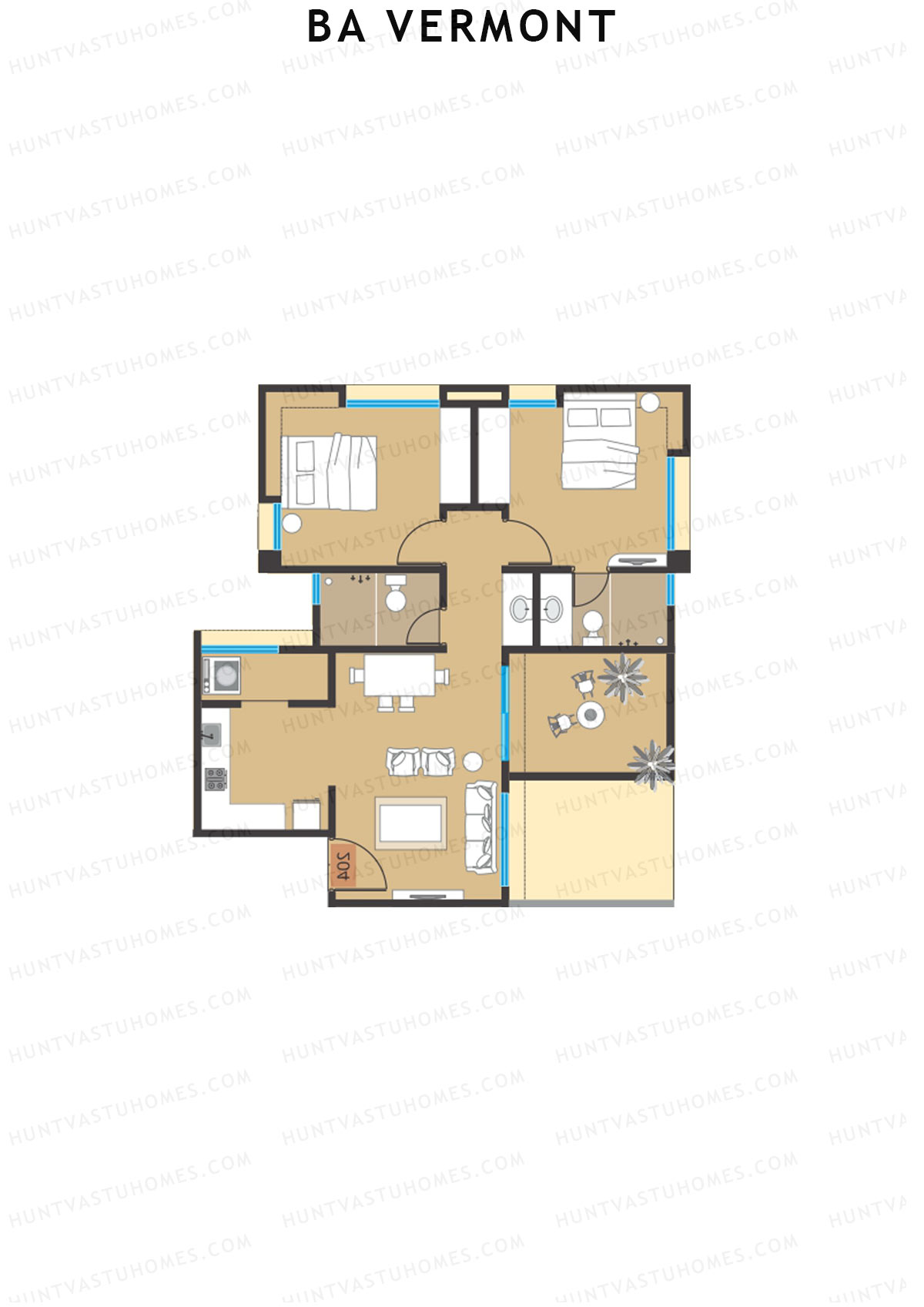 BA Vermont Tower E Unit 1 Floor Plan