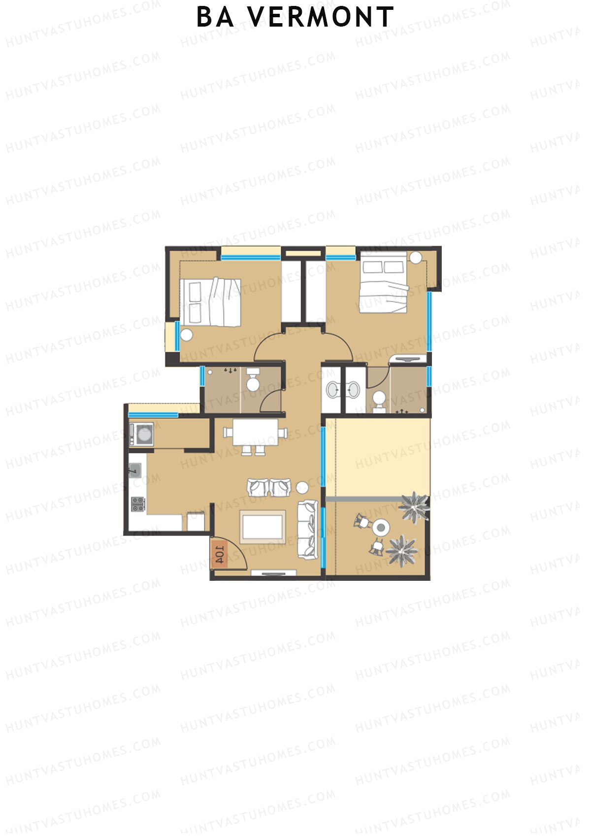 BA Vermont Tower E Unit 1 Floor Plan