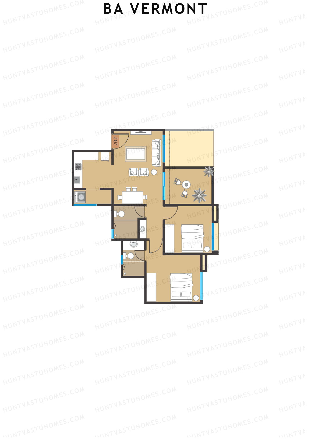BA Vermont Tower E Unit 2 Floor Plan
