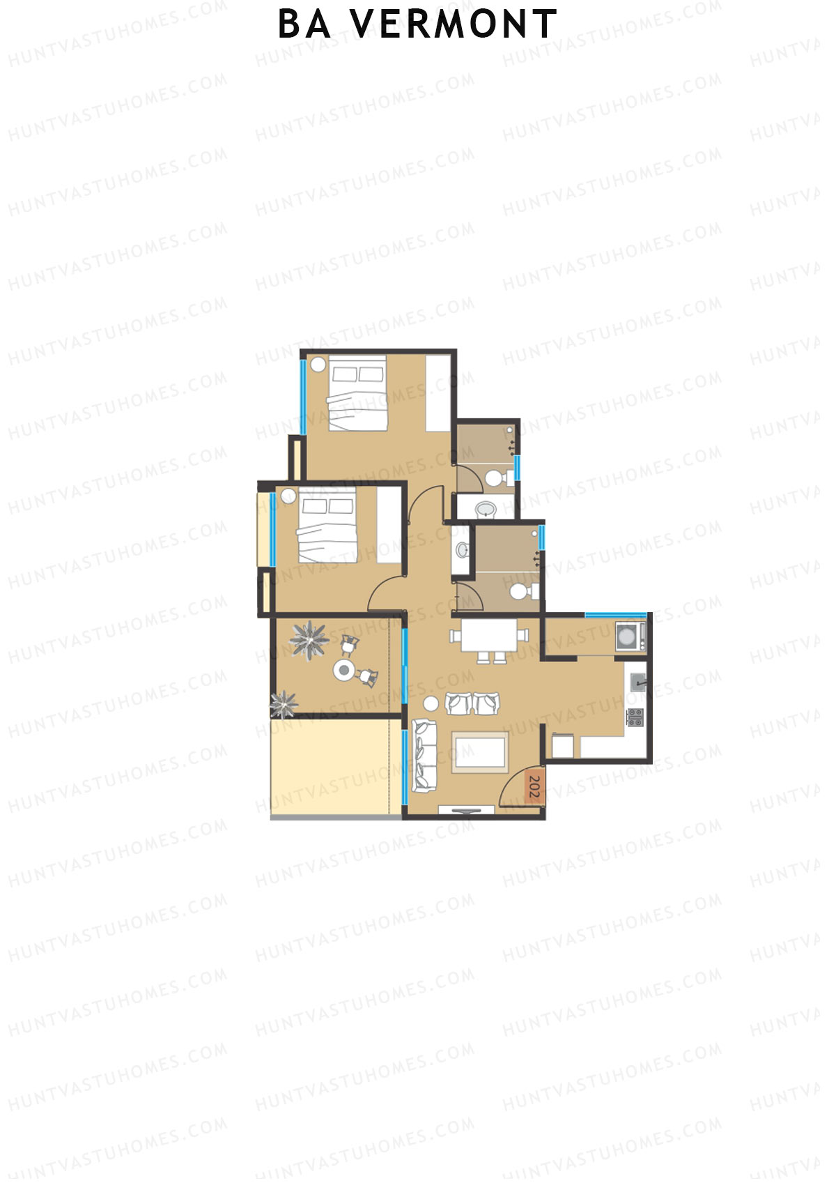 BA Vermont Tower E Unit 6 Floor Plan