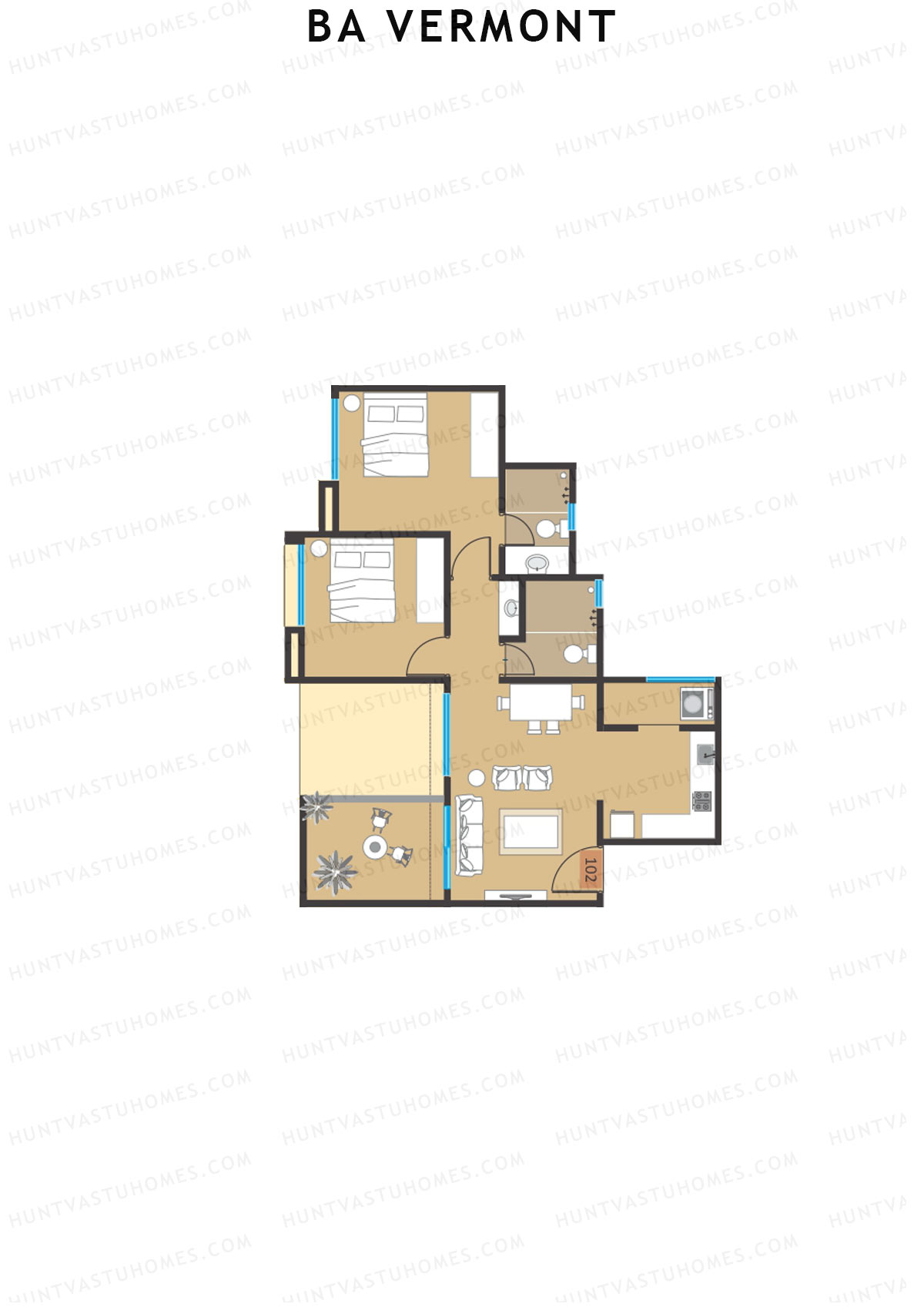 BA Vermont Tower E Unit 6 Floor Plan