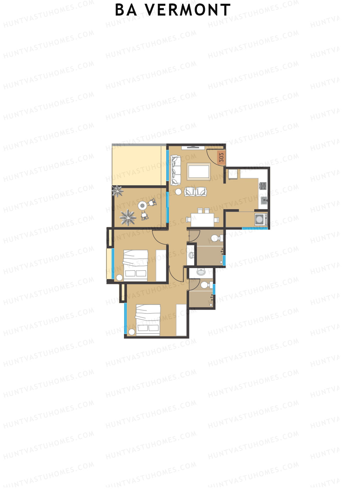 BA Vermont Tower E Unit 7 Floor Plan