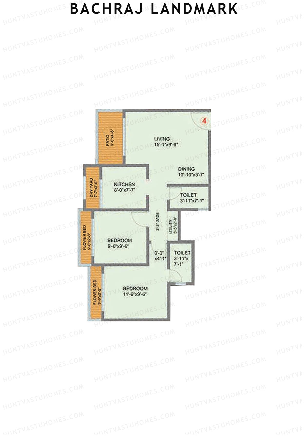 Bachraj Landmark Wing E Unit 4 Floor Plan