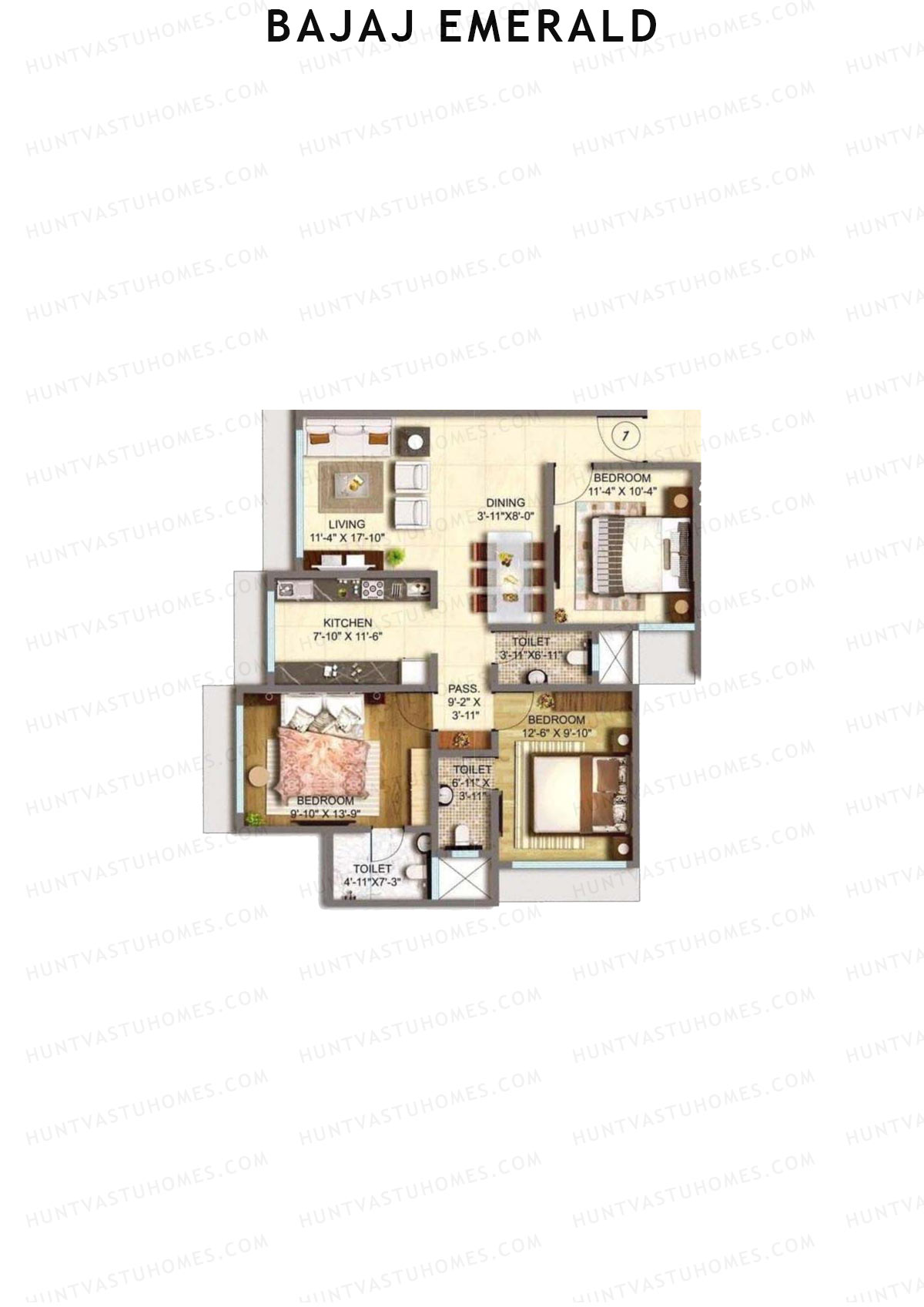 Bajaj Emerald Wing C Unit 1 Floor Plan