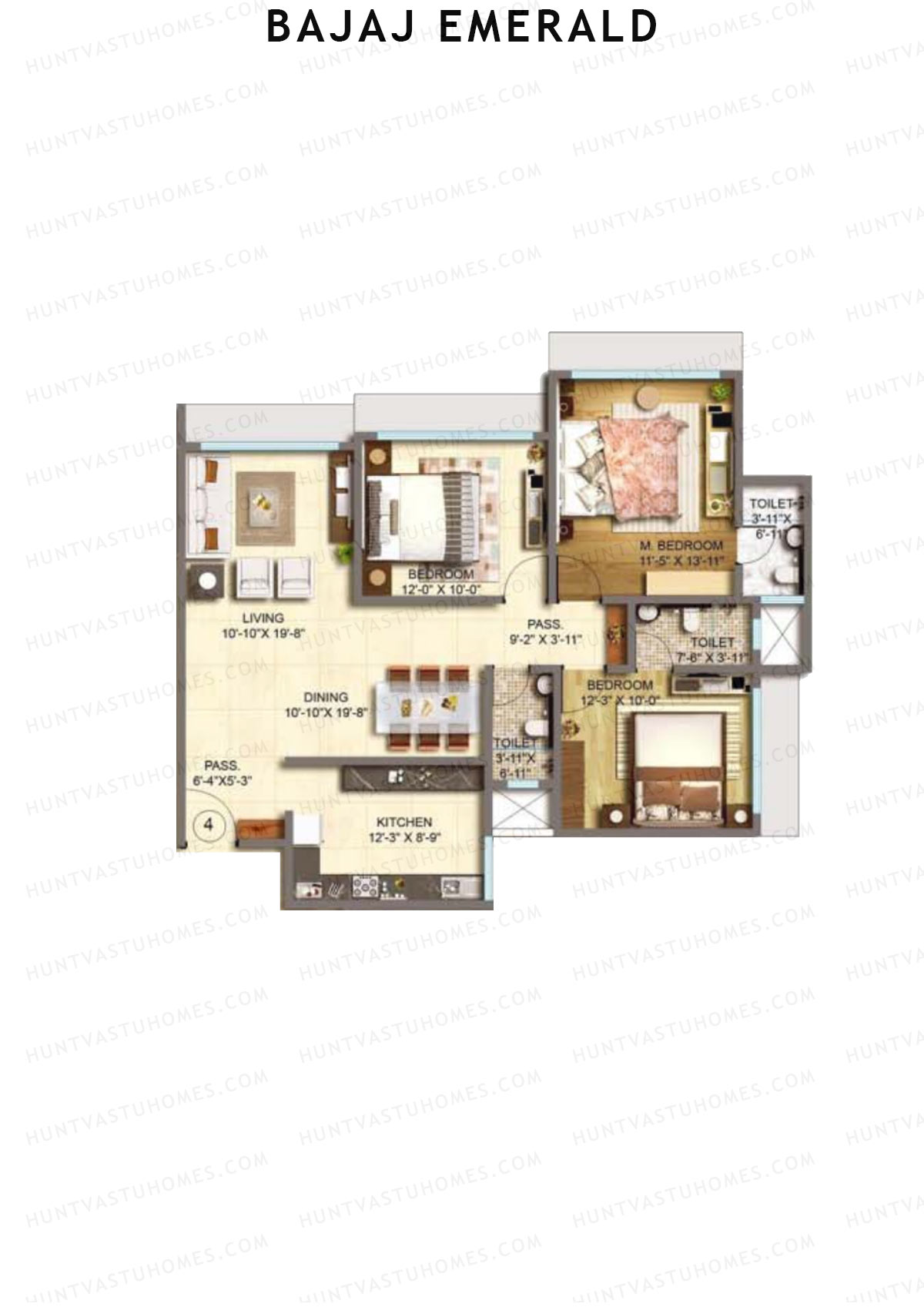 Bajaj Emerald Wing C Unit 4 Floor Plan