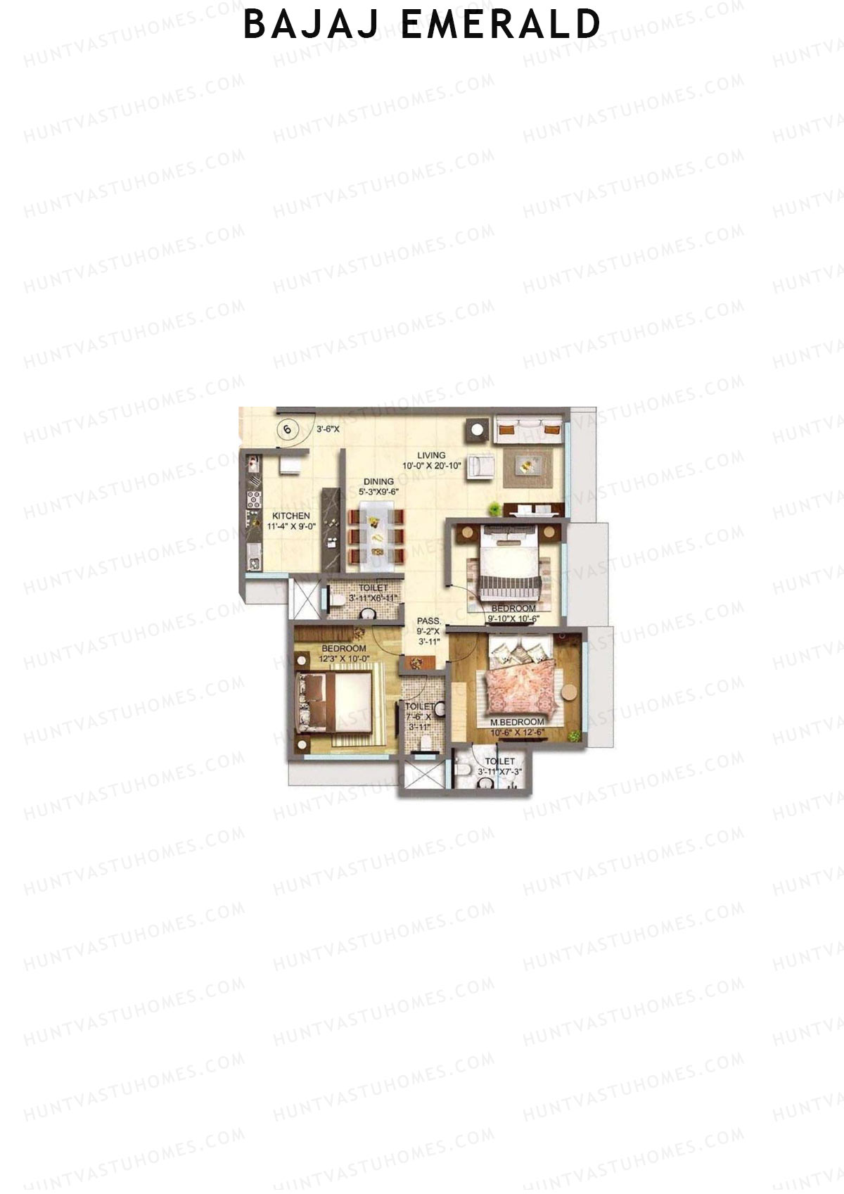 Bajaj Emerald Wing C Unit 6 Floor Plan