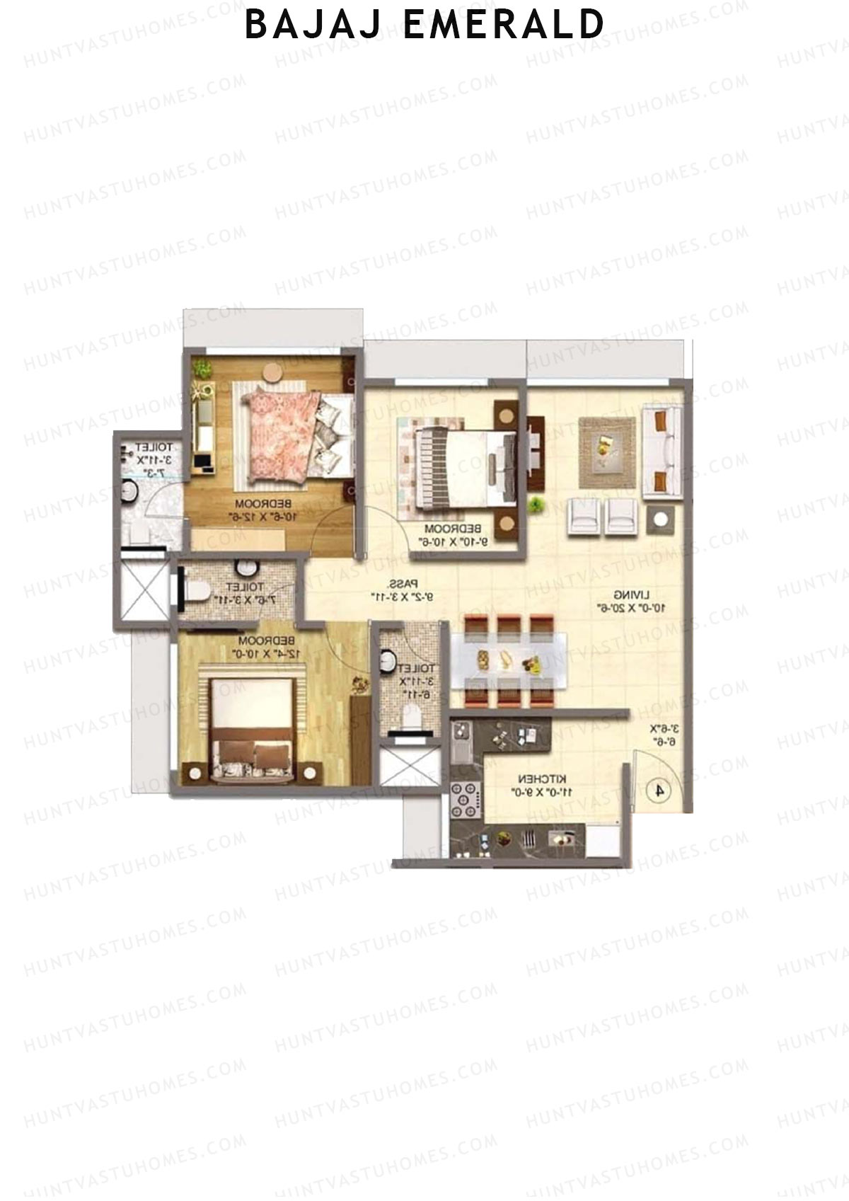 Bajaj Emerald Wing D Unit 1 Floor Plan