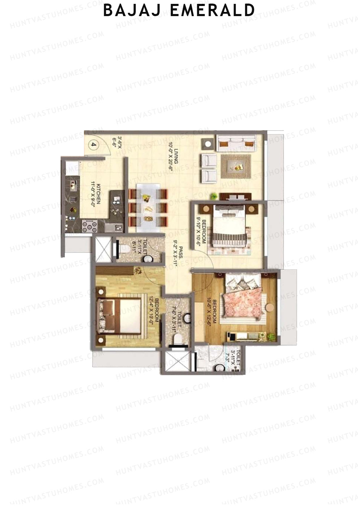 Bajaj Emerald Wing D Unit 4 Floor Plan