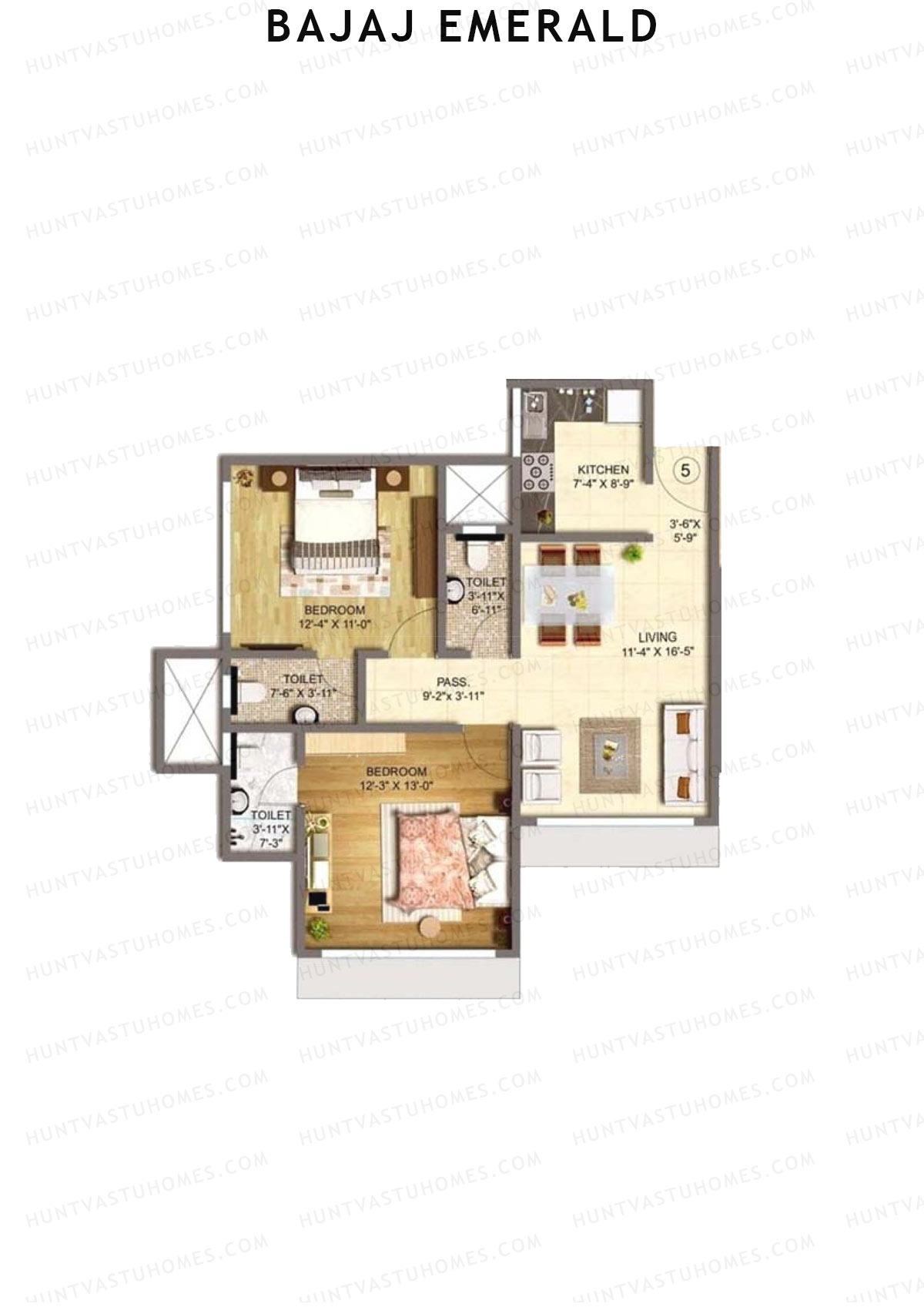 Bajaj Emerald Wing D Unit 5 Floor Plan
