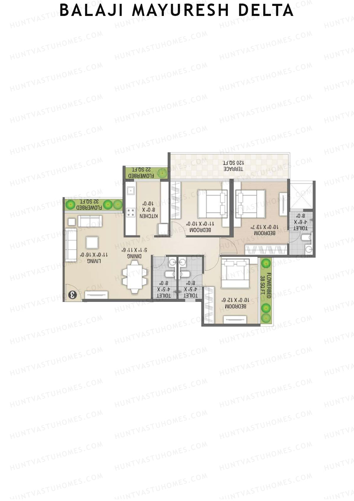 Balaji Mayuresh Delta Wing A Unit 3 Floor Plan