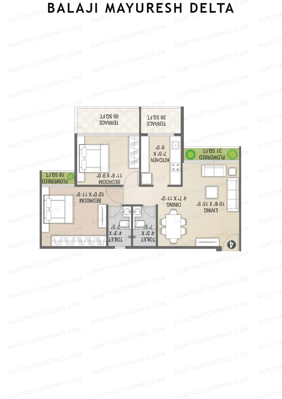 Balaji Mayuresh Delta Wing A Unit 4 Floor Plan