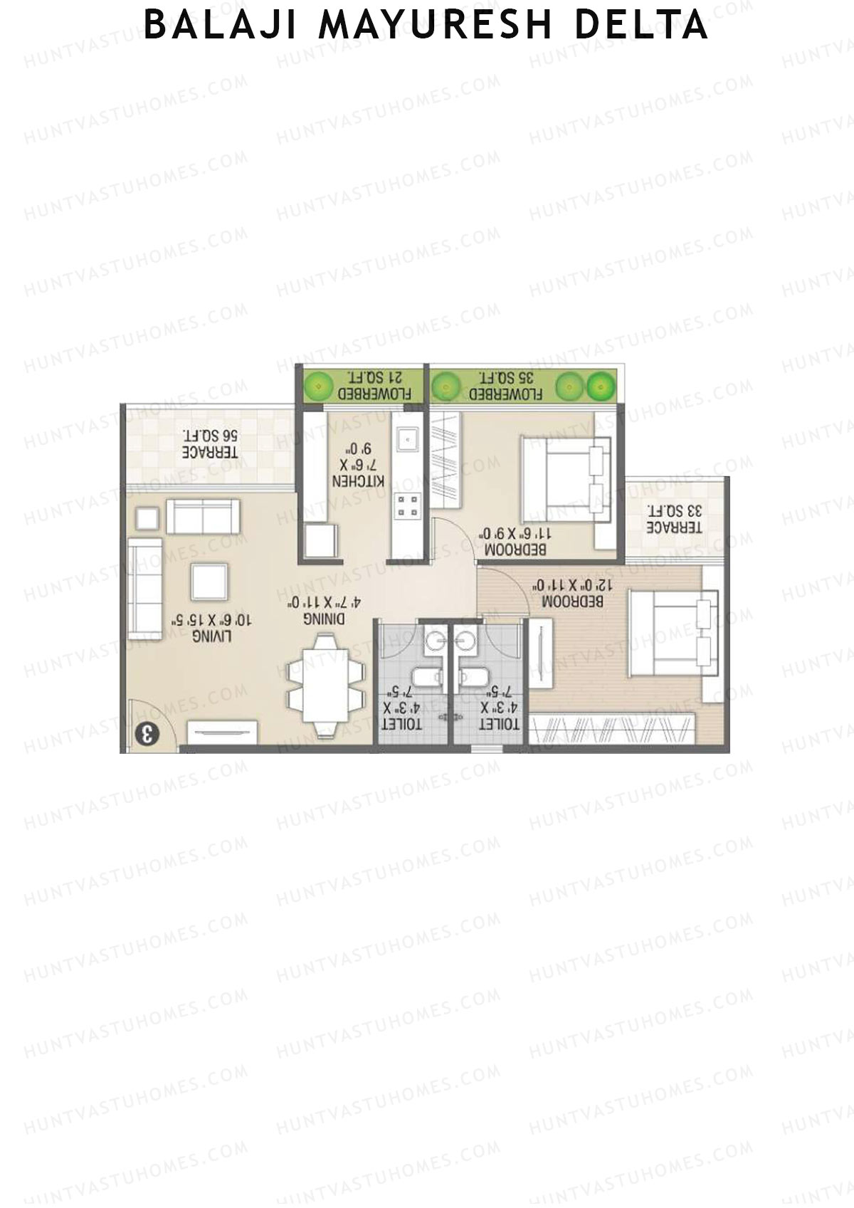 Balaji Mayuresh Delta Wing C Unit 4 Floor Plan