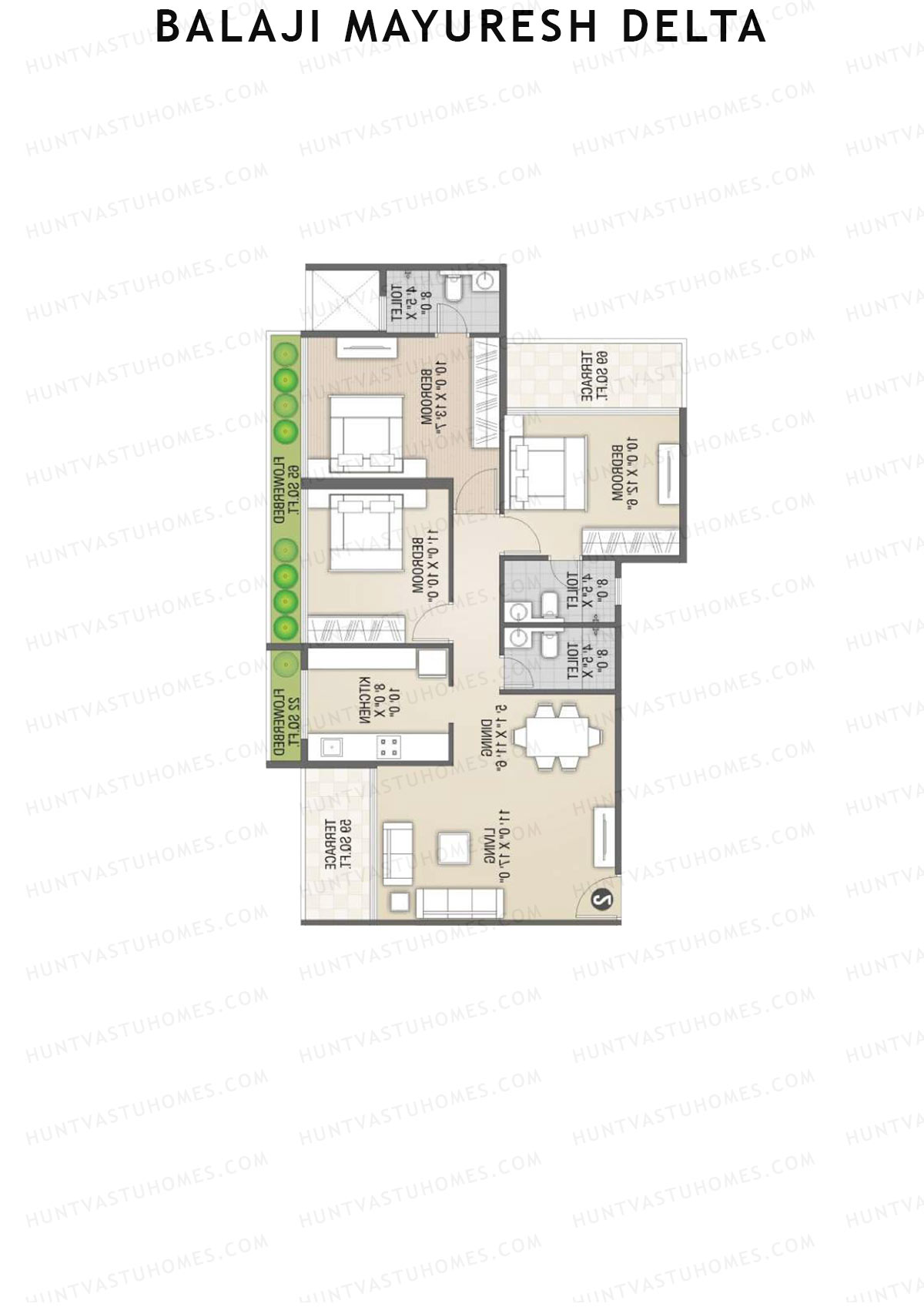 Balaji Mayuresh Delta Wing E Unit 2 Floor Plan