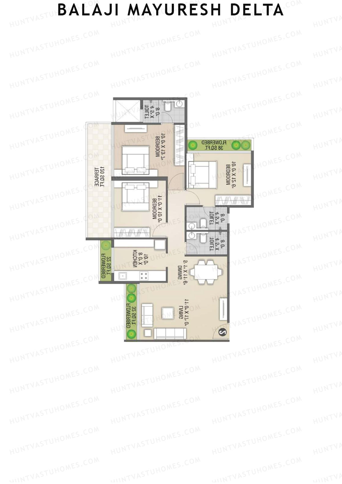 Balaji Mayuresh Delta Wing E Unit 2 Floor Plan