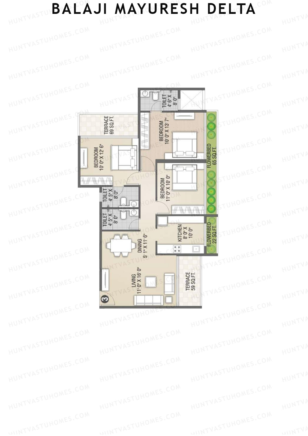 Balaji Mayuresh Delta Wing E Unit 3 Floor Plan