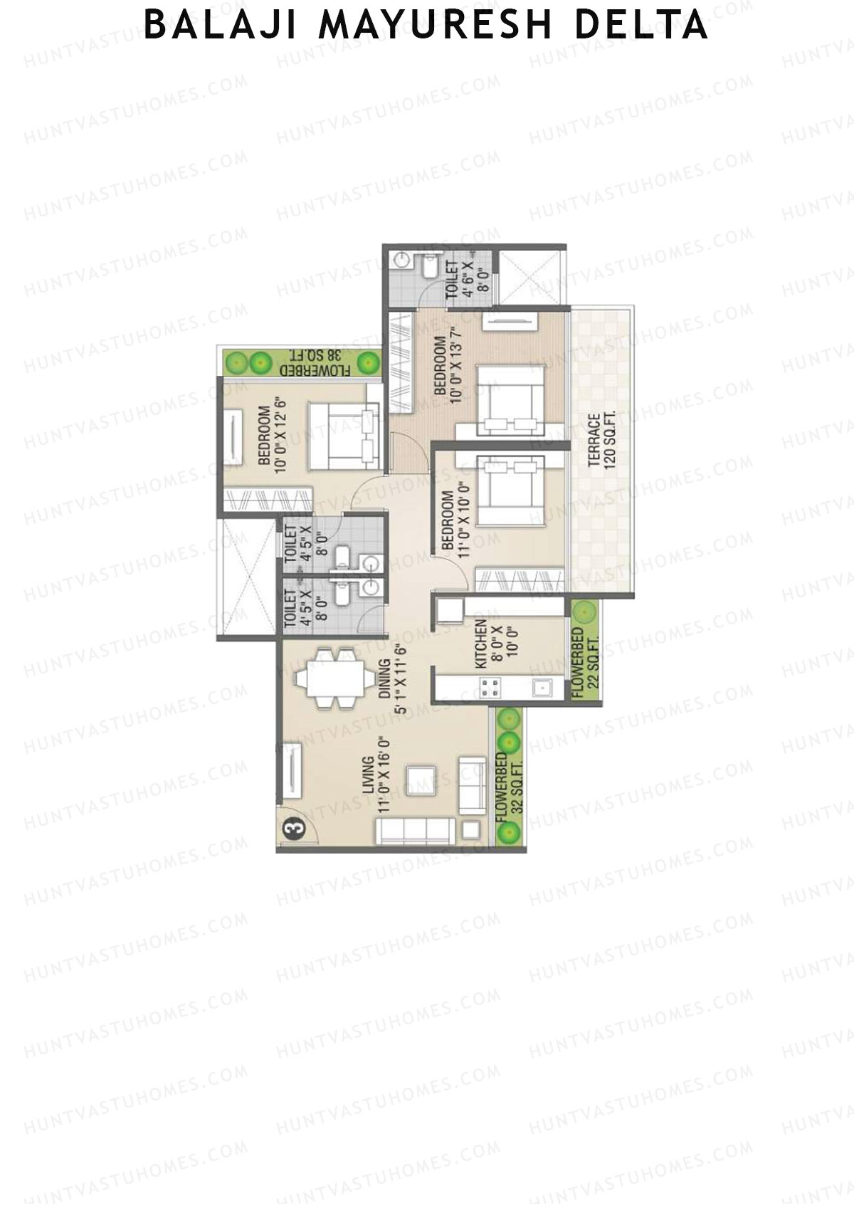 Balaji Mayuresh Delta Wing E Unit 3 Floor Plan