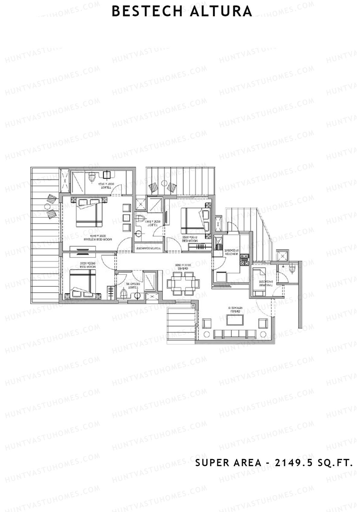 Bestech Altura Tower 1 Unit 3 Floor Plan