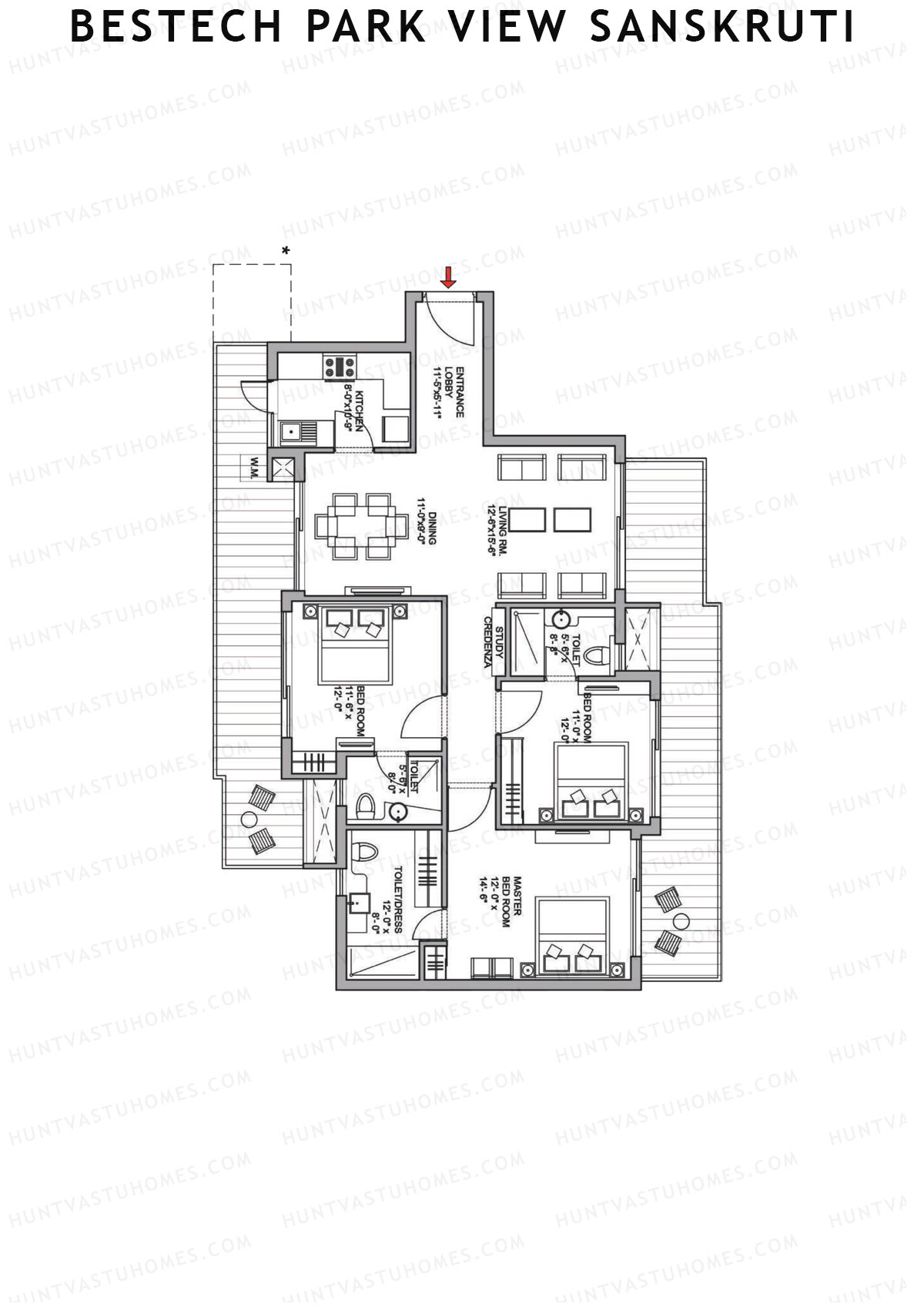 Bestech Park View Sanskruti Tower A Unit 4 Floor Plan