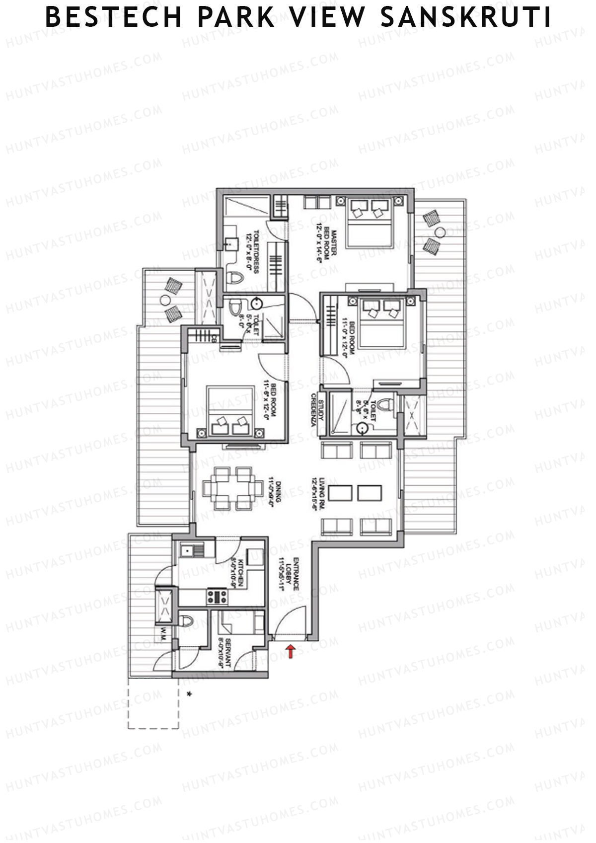 Bestech Park View Sanskruti Tower B Unit 1 Floor Plan