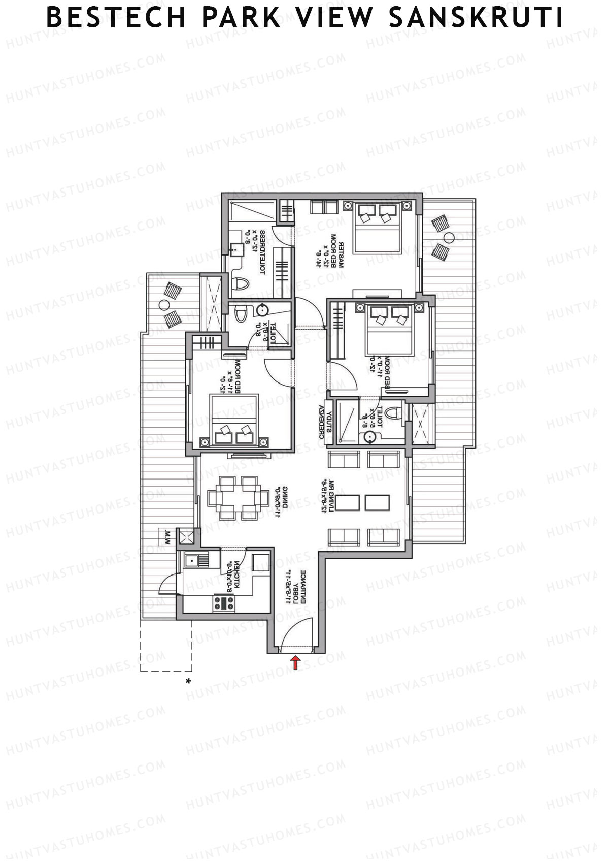 Bestech Park View Sanskruti Tower C Unit 1 Floor Plan