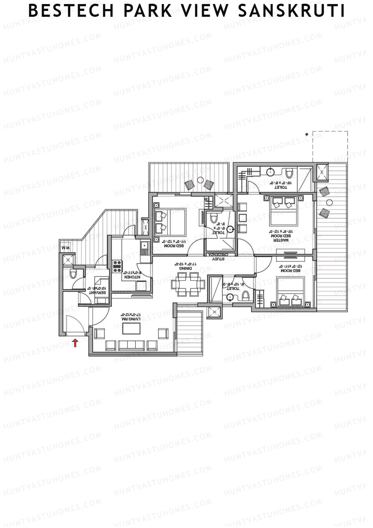 Bestech Park View Sanskruti Tower C Unit 2 Floor Plan