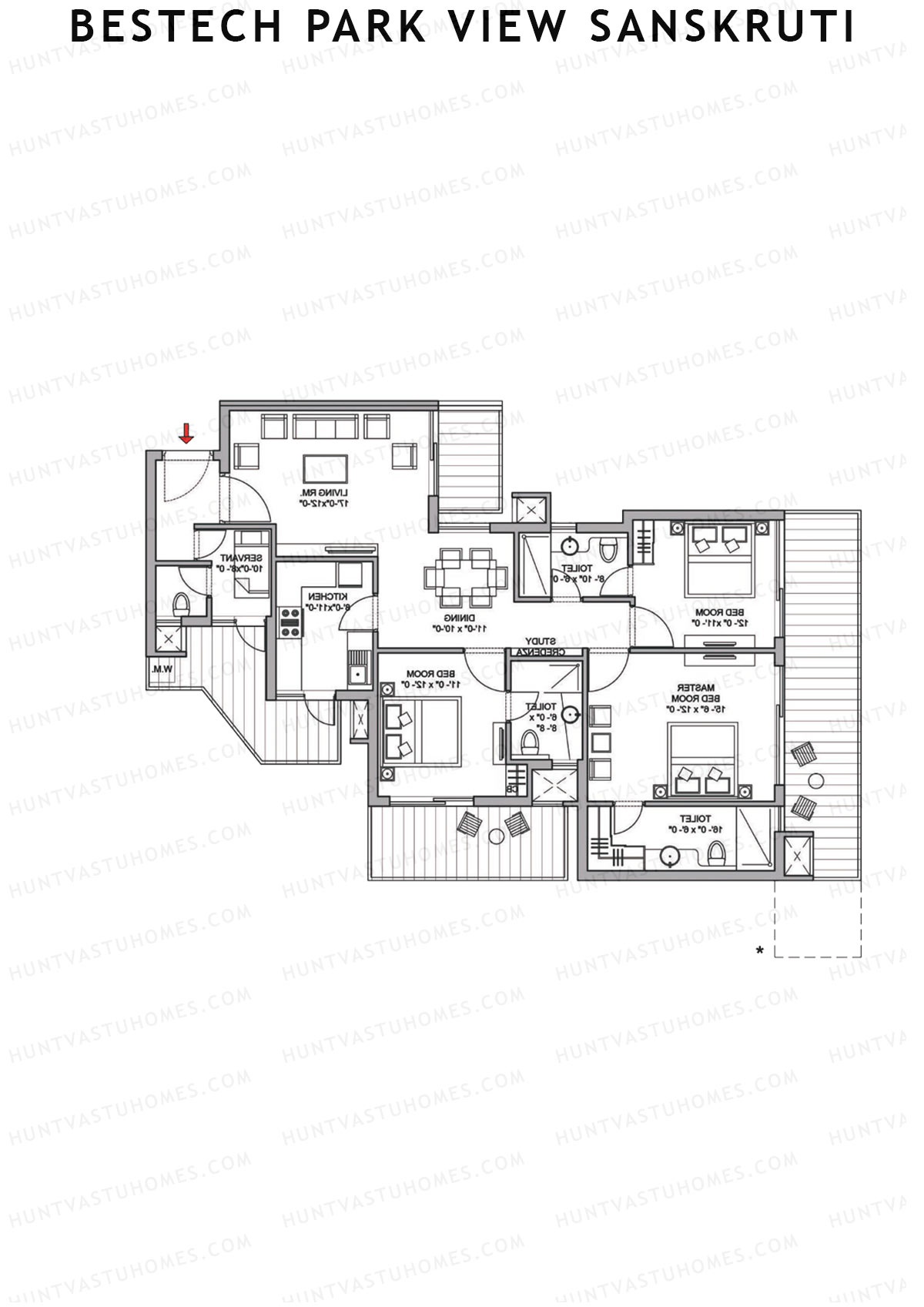 Bestech Park View Sanskruti Tower C Unit 3 Floor Plan