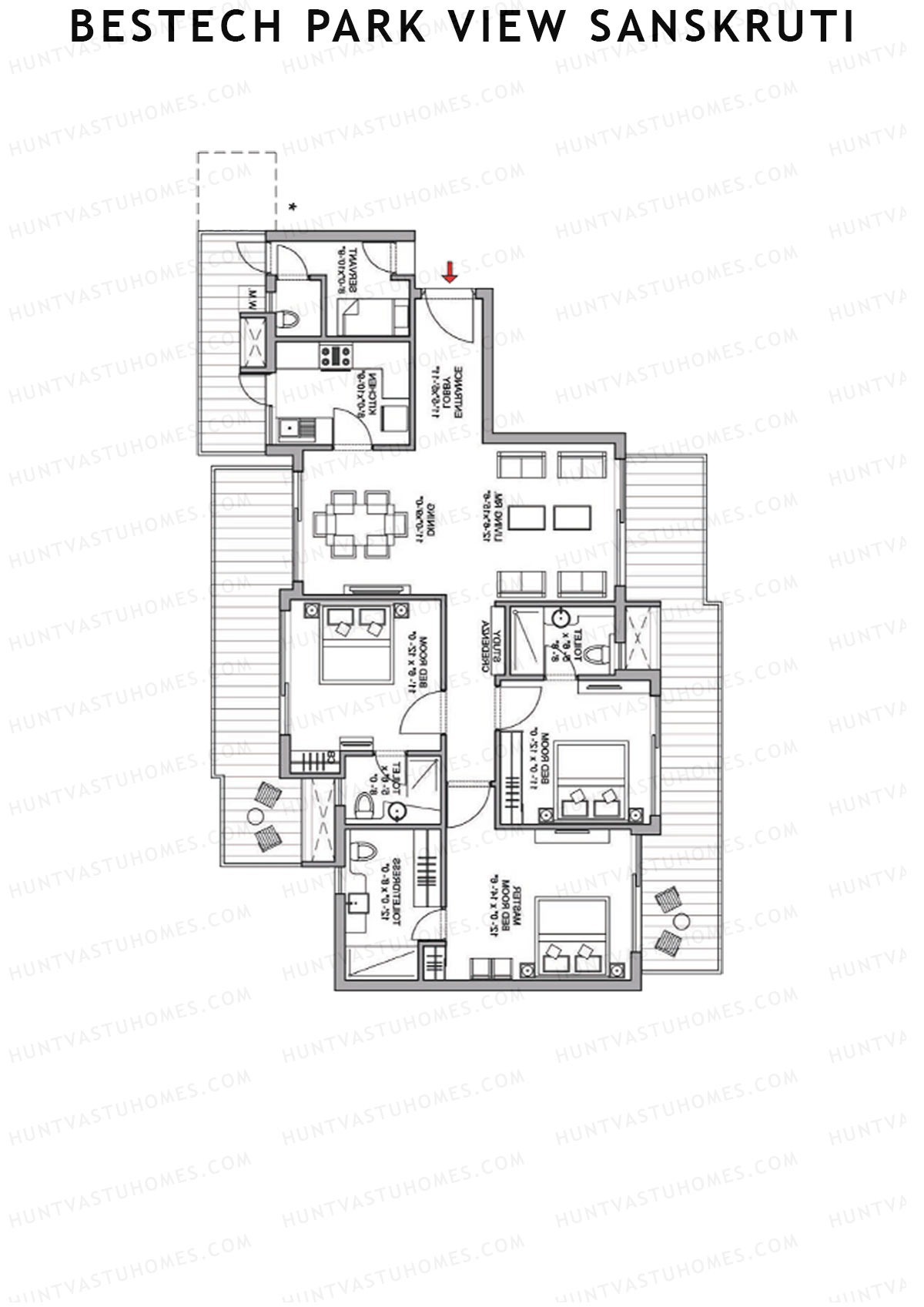 Bestech Park View Sanskruti Tower C Unit 4 Floor Plan