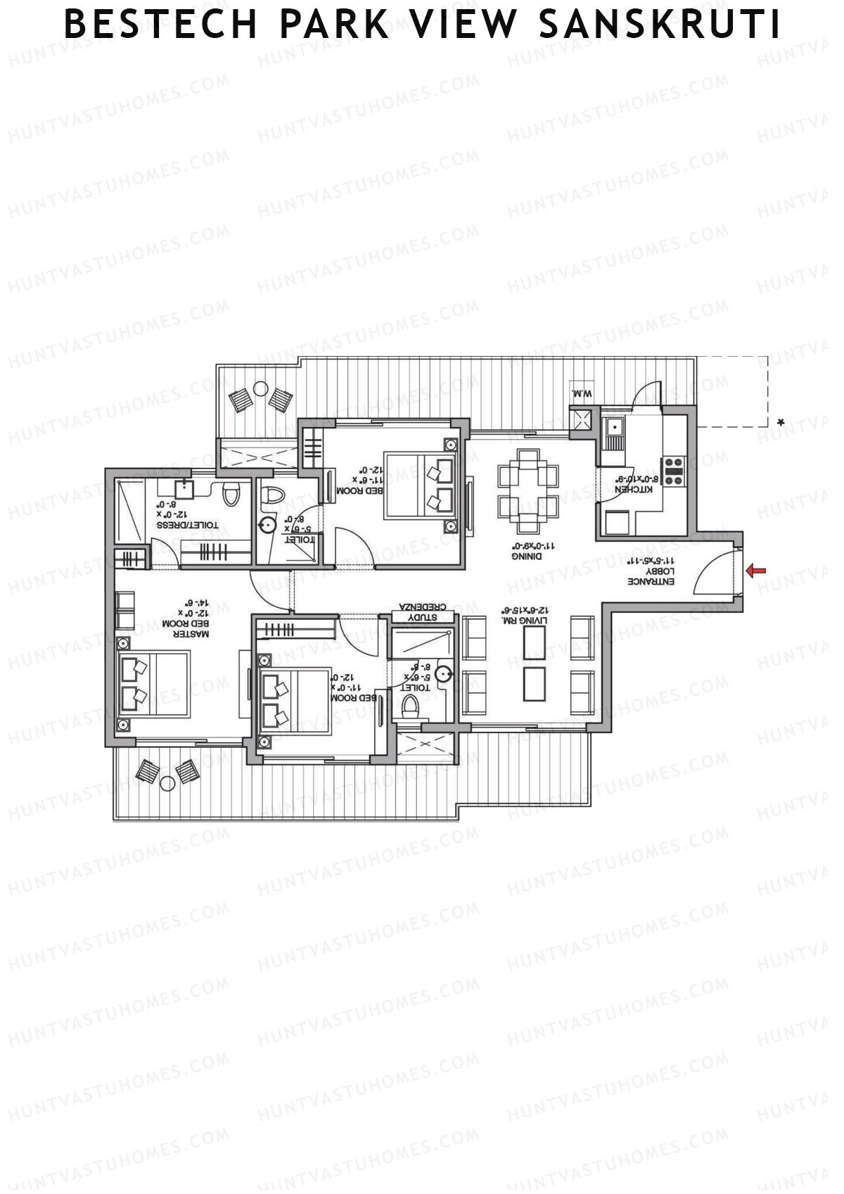 Bestech Park View Sanskruti Tower D Unit 1 Floor Plan