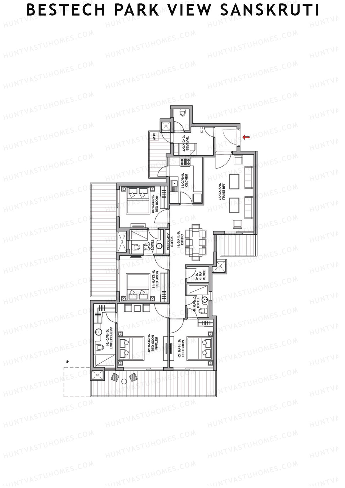 Bestech Park View Sanskruti Tower D Unit 2 Floor Plan
