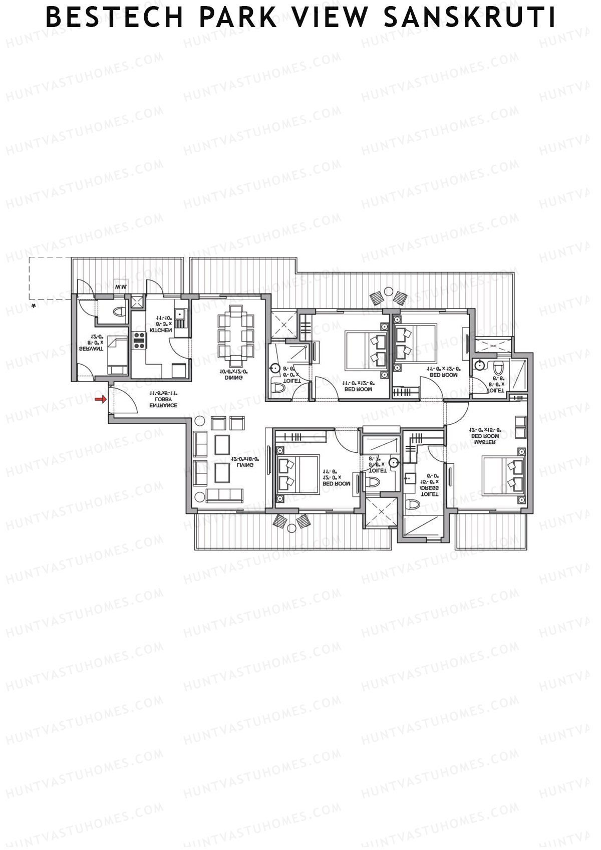 Bestech Park View Sanskruti Tower D Unit 4 Floor Plan