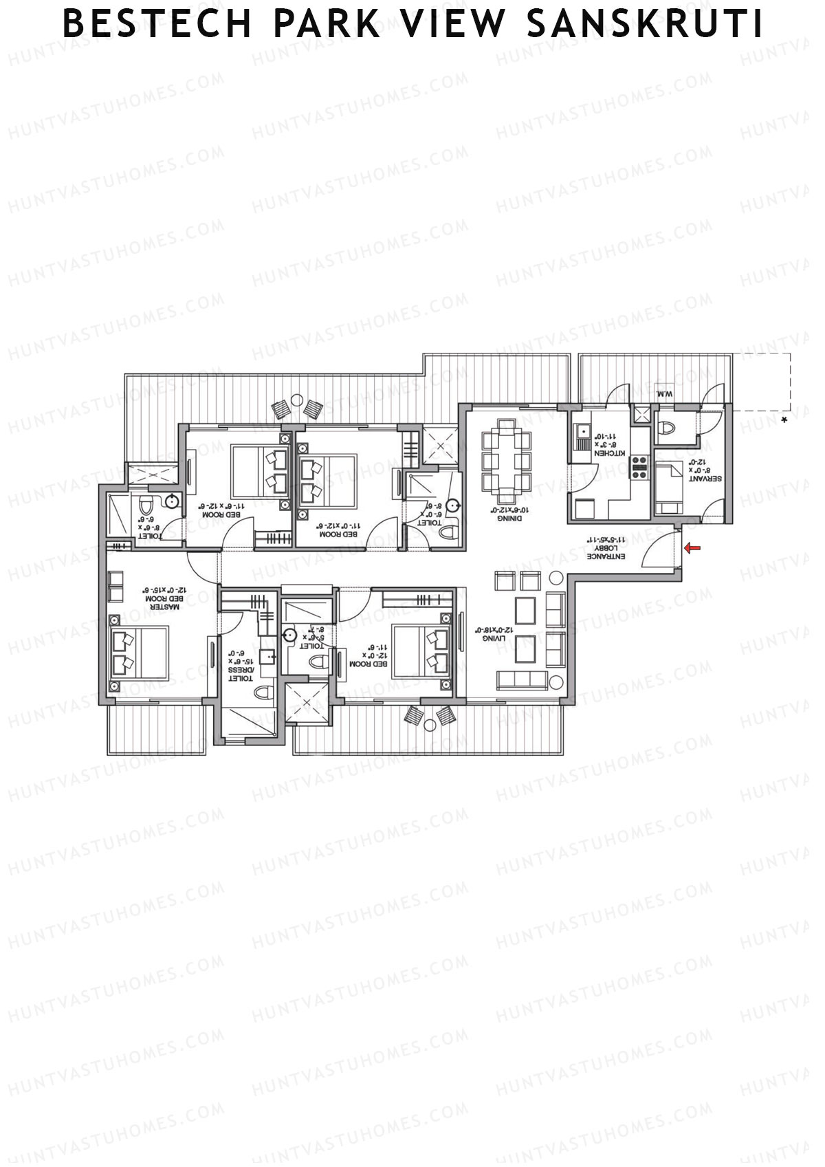 Bestech Park View Sanskruti Tower E Unit 1 Floor Plan