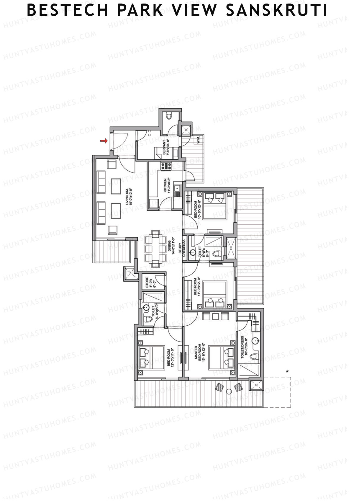 Bestech Park View Sanskruti Tower E Unit 3 Floor Plan