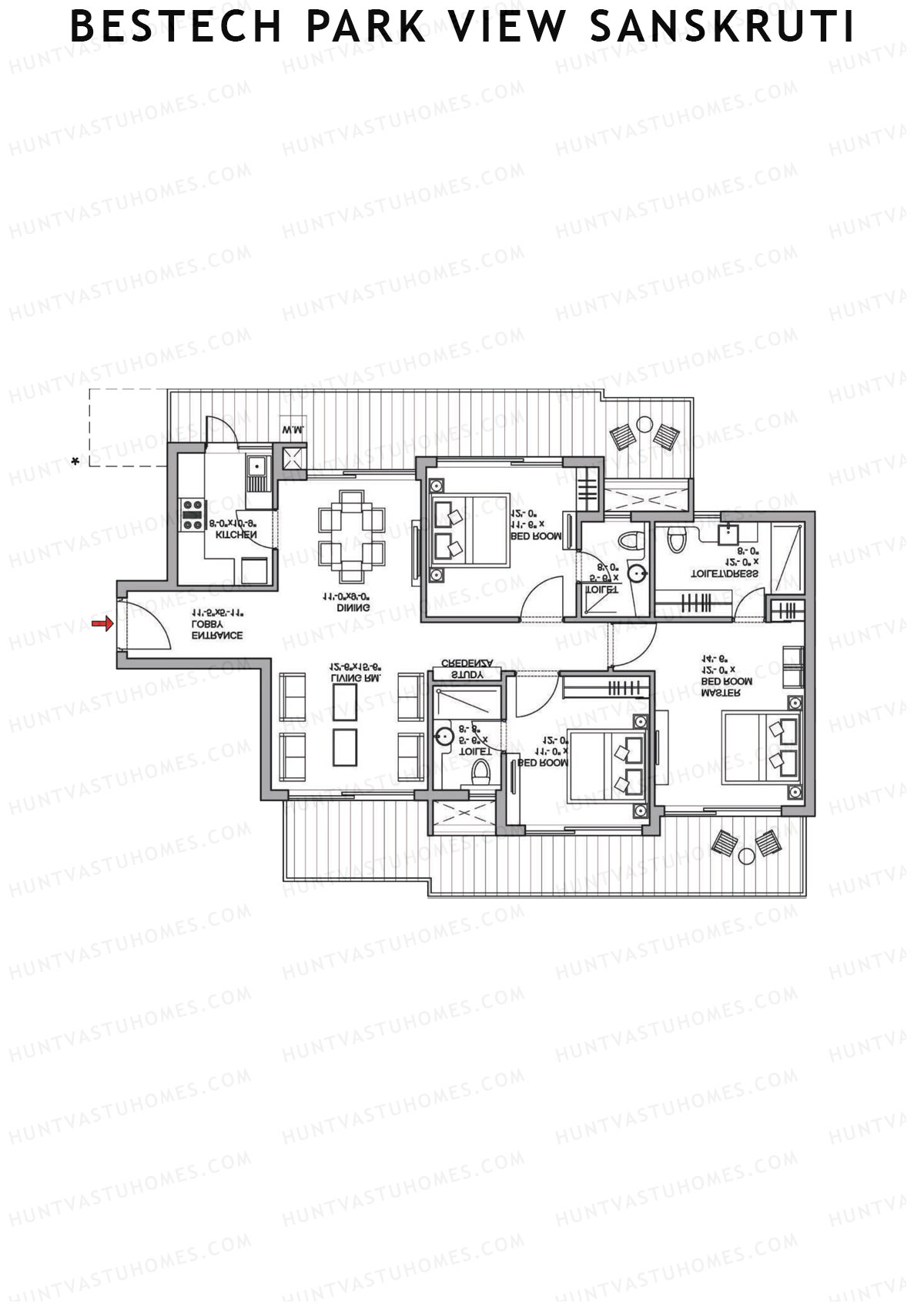 Bestech Park View Sanskruti Tower E Unit 4 Floor Plan