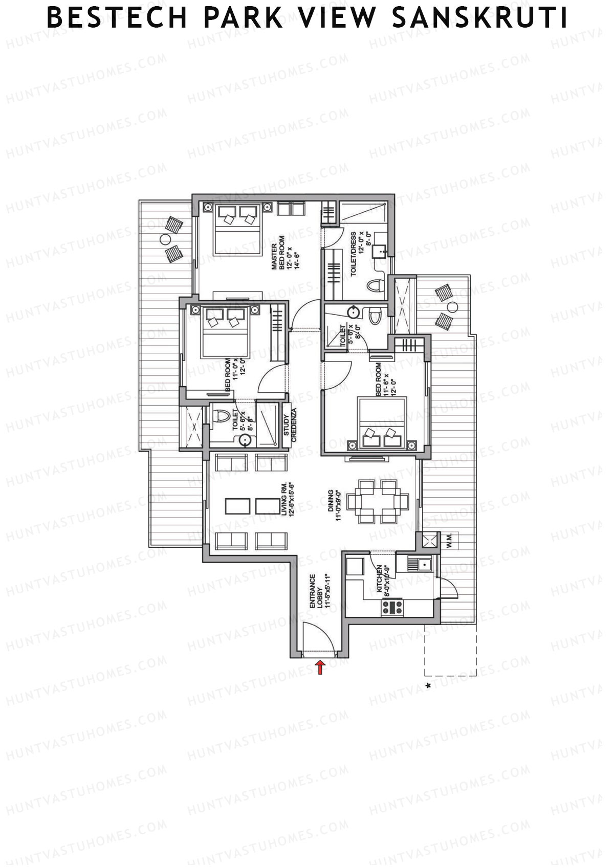 Bestech Park View Sanskruti Tower F Unit 1 Floor Plan