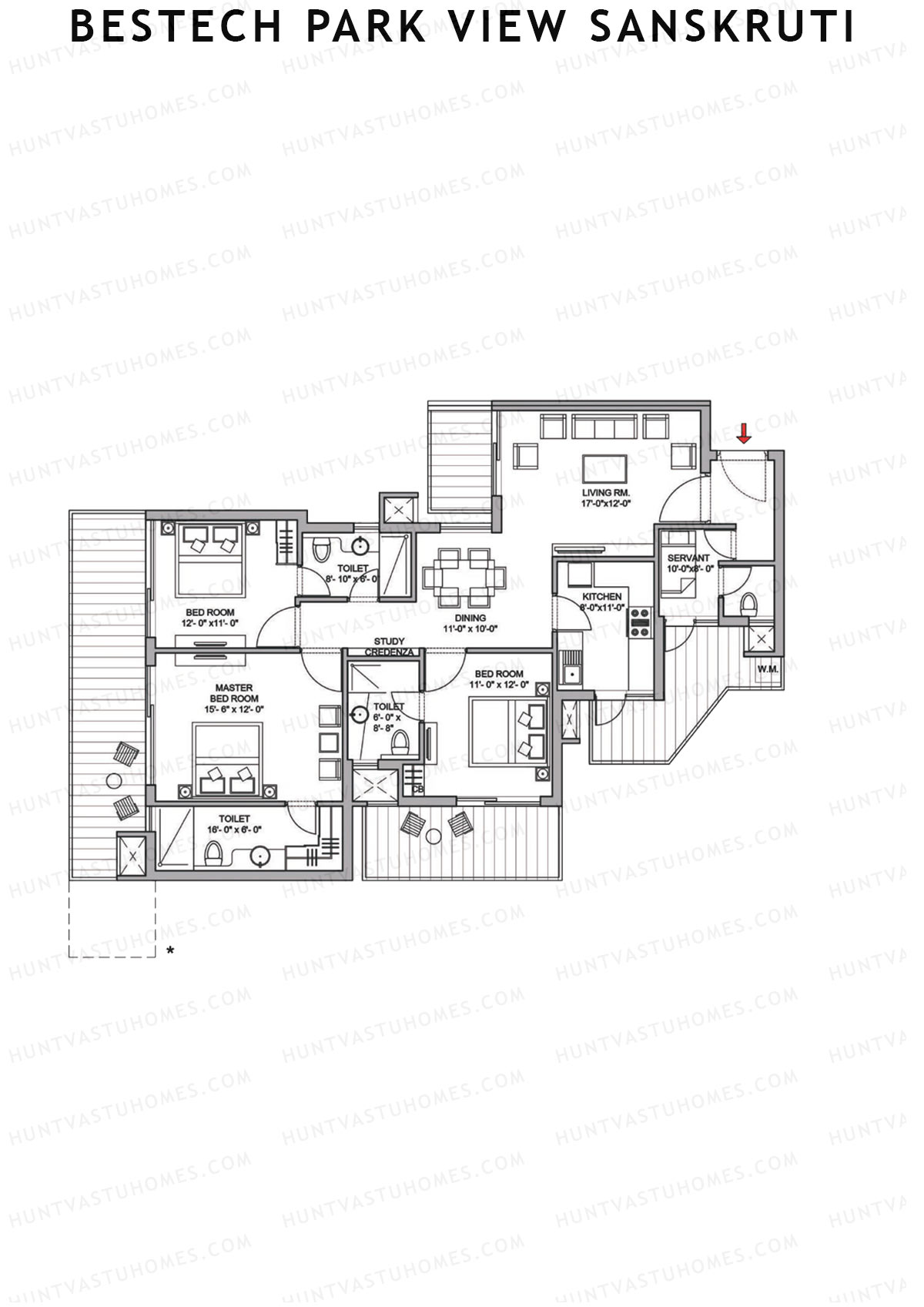 Bestech Park View Sanskruti Tower F Unit 3 Floor Plan