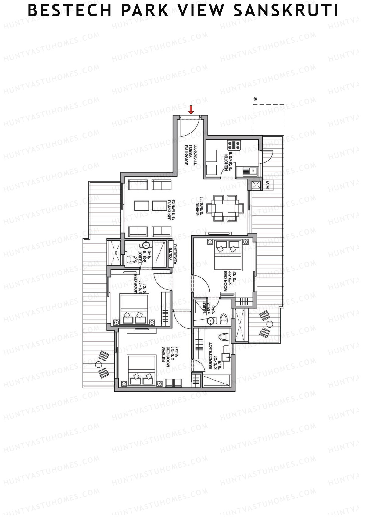 Bestech Park View Sanskruti Tower F Unit 4 Floor Plan