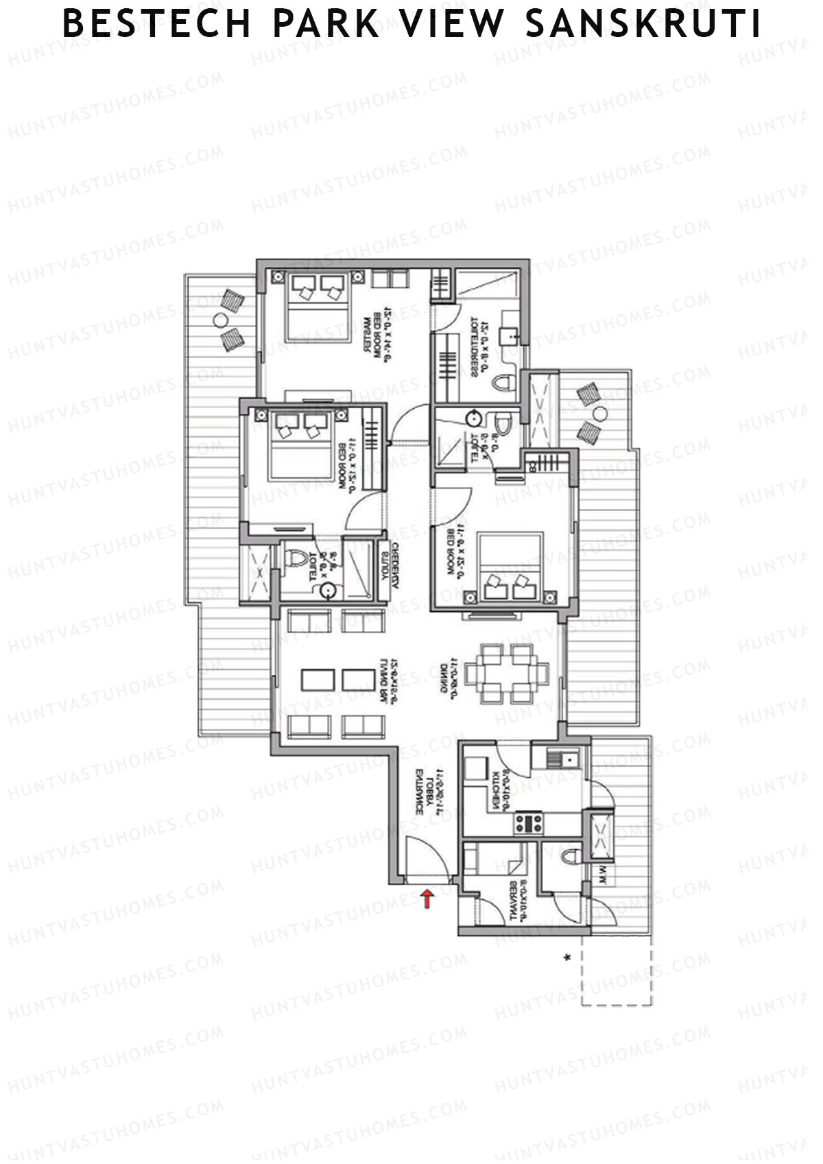Bestech Park View Sanskruti Tower G Unit 1 Floor Plan