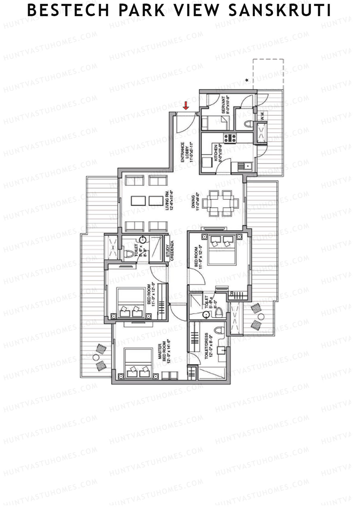 Bestech Park View Sanskruti Tower G Unit 4 Floor Plan