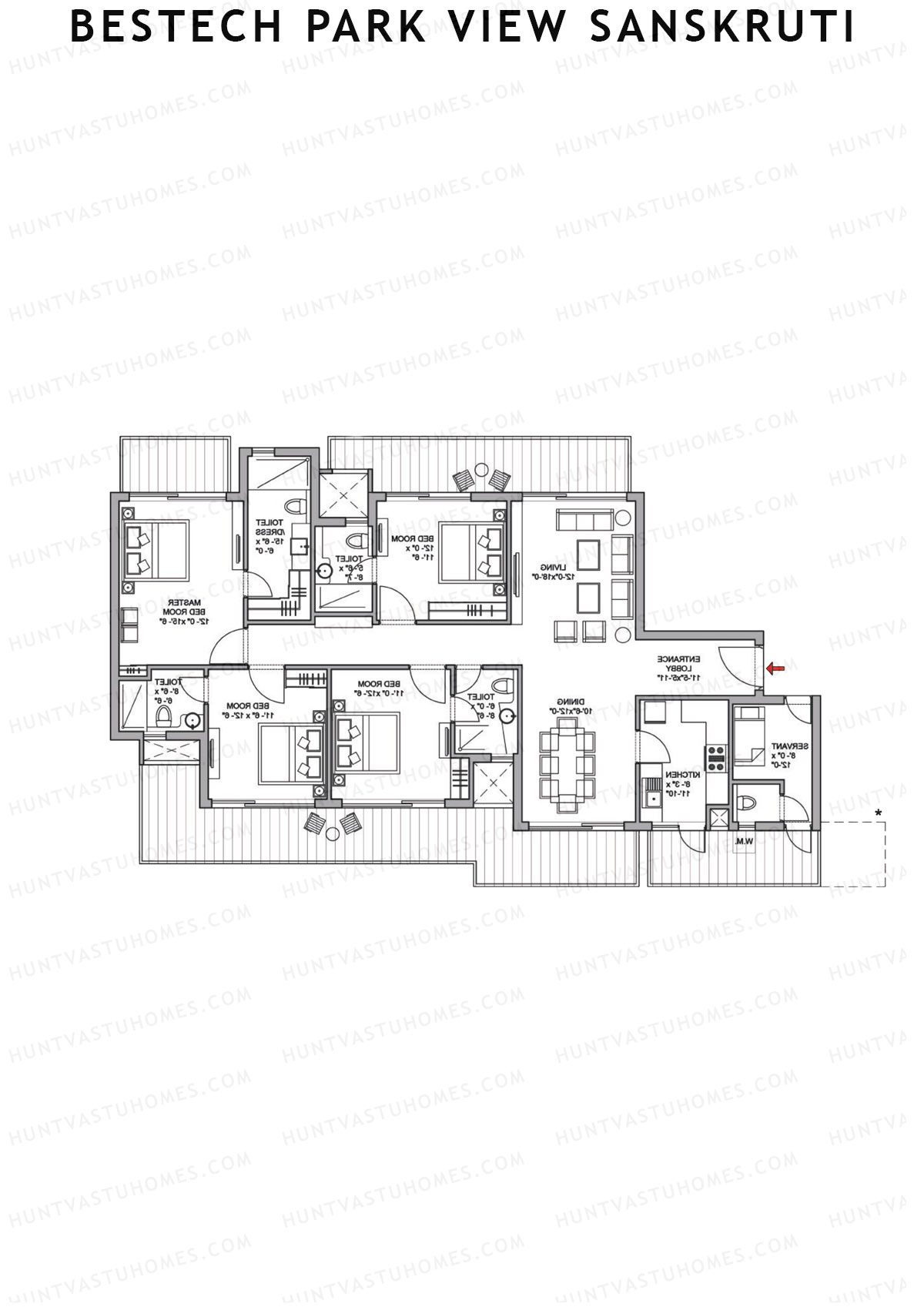 Bestech Park View Sanskruti Tower H Unit 1 Floor Plan