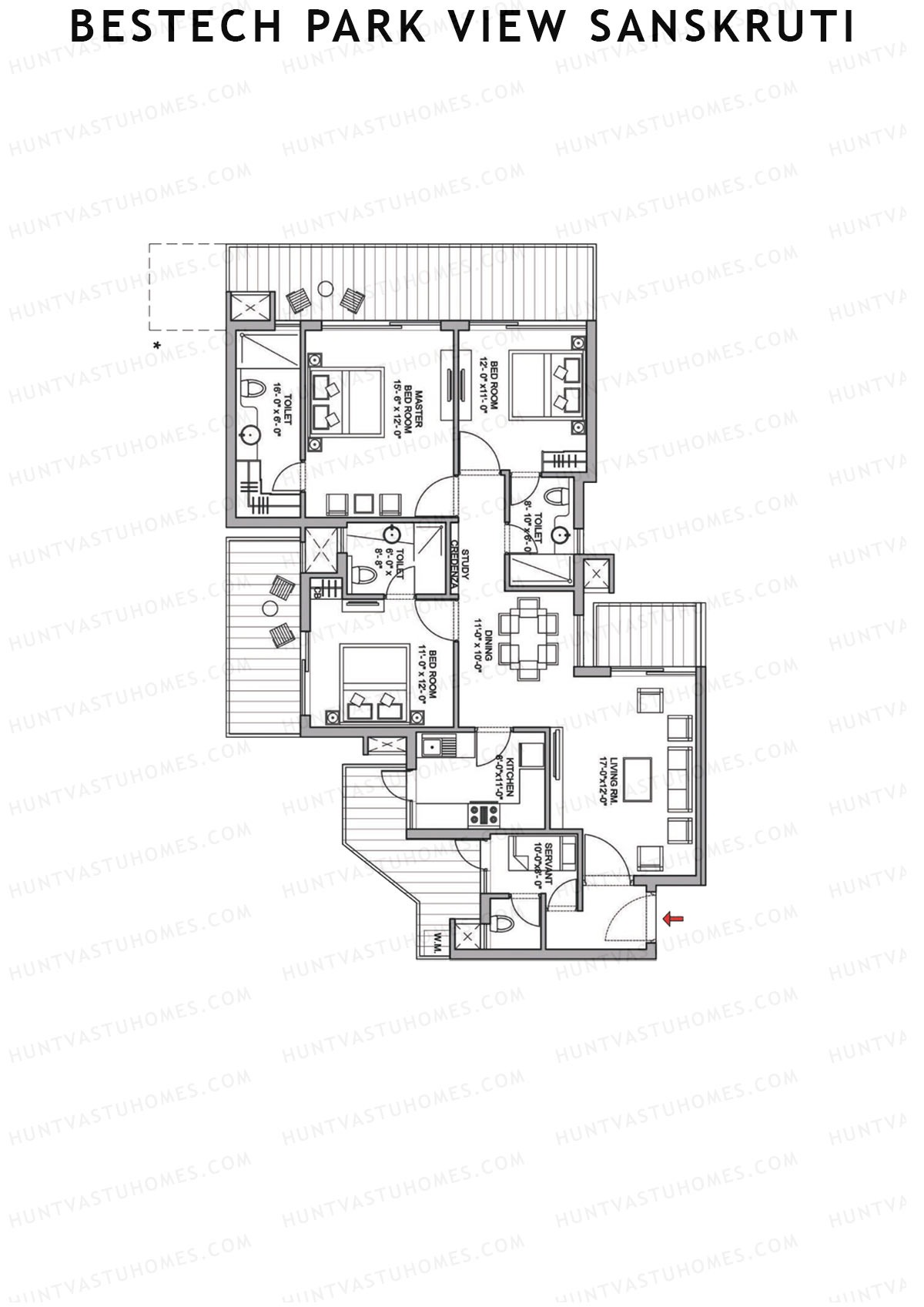 Bestech Park View Sanskruti Tower H Unit 2 Floor Plan