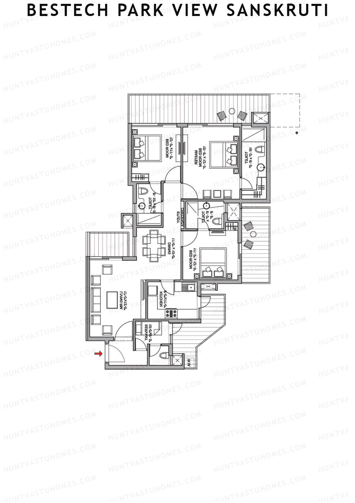Bestech Park View Sanskruti Tower H Unit 3 Floor Plan