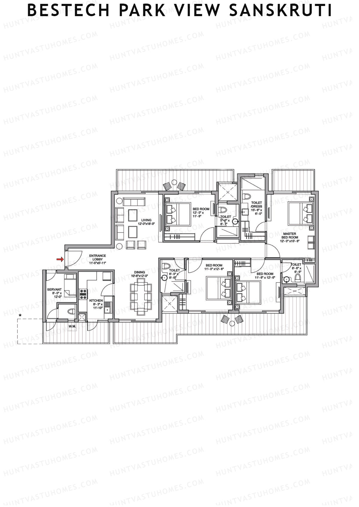 Bestech Park View Sanskruti Tower H Unit 4 Floor Plan