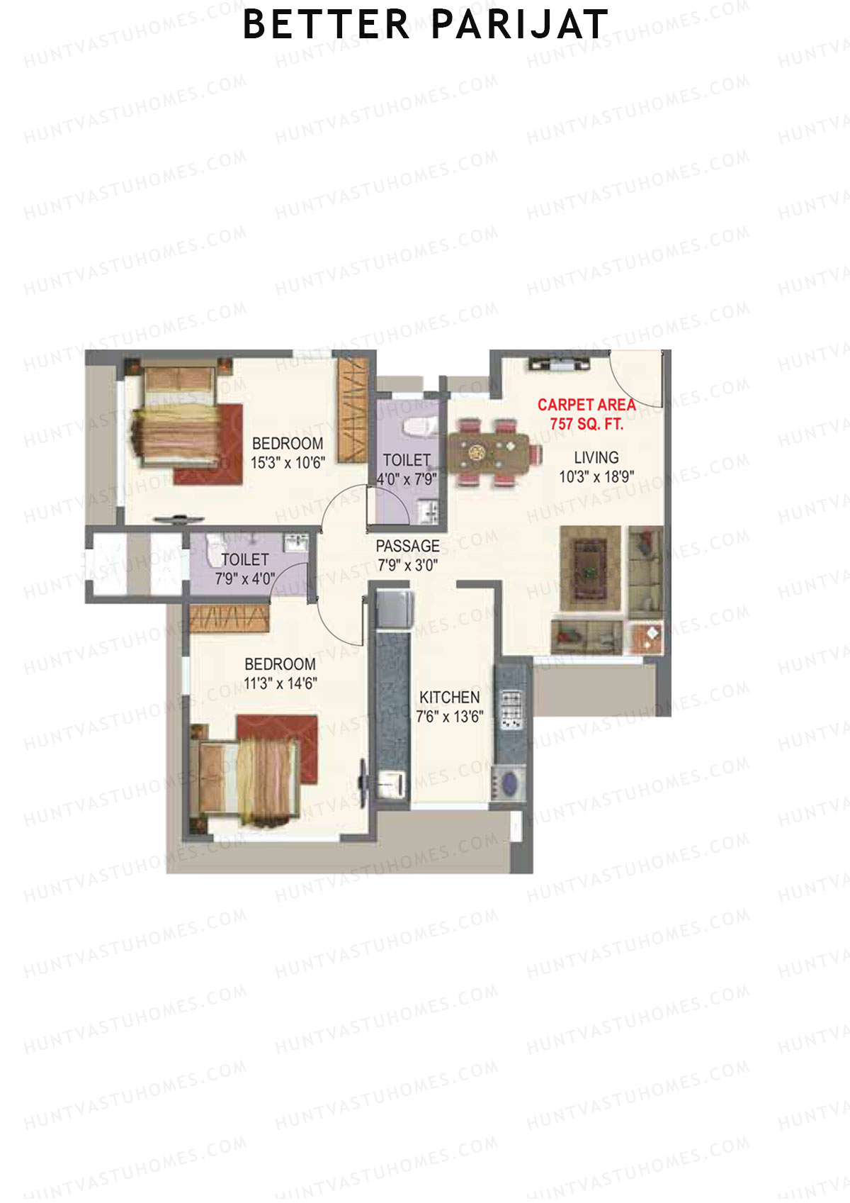 Better Parijat Wing B Unit 2 Floor Plan