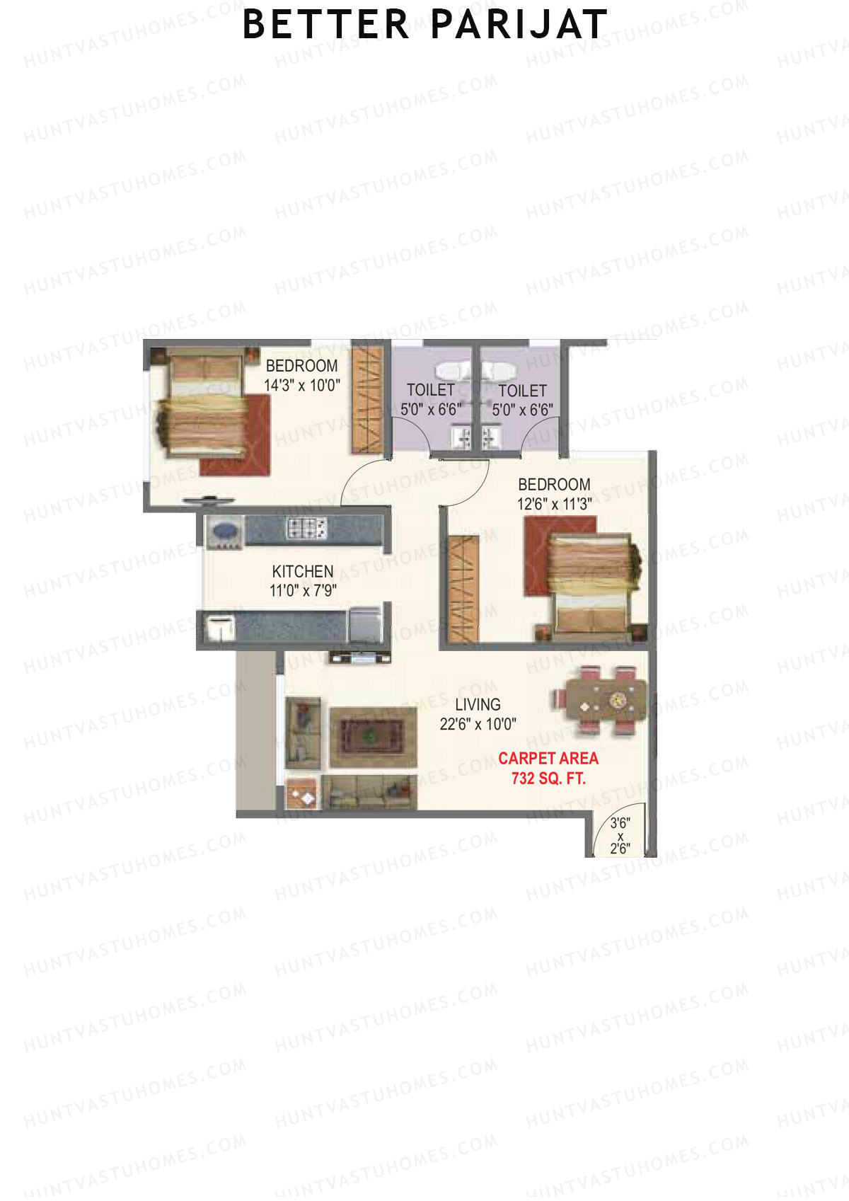 Better Parijat Wing B Unit 3 Floor Plan