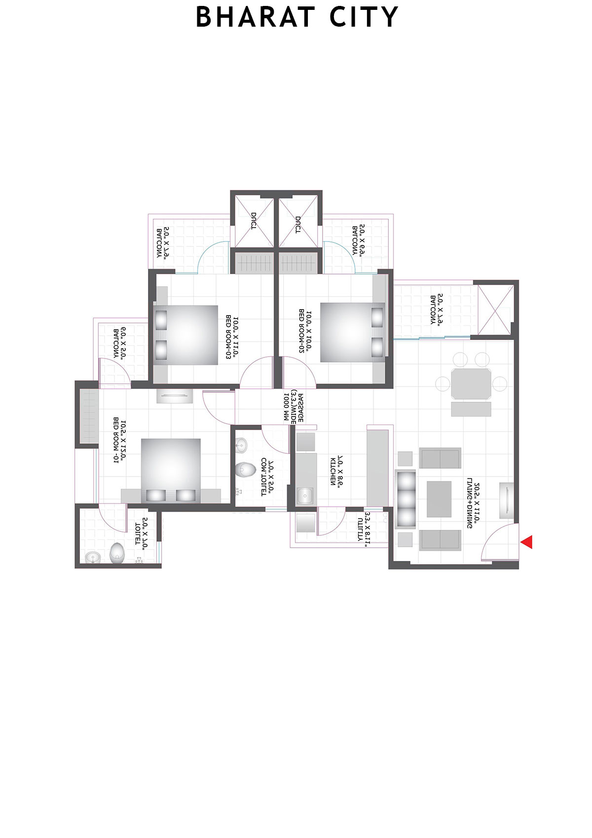 Bharat City Block B3 Unit 1 Floor Plan